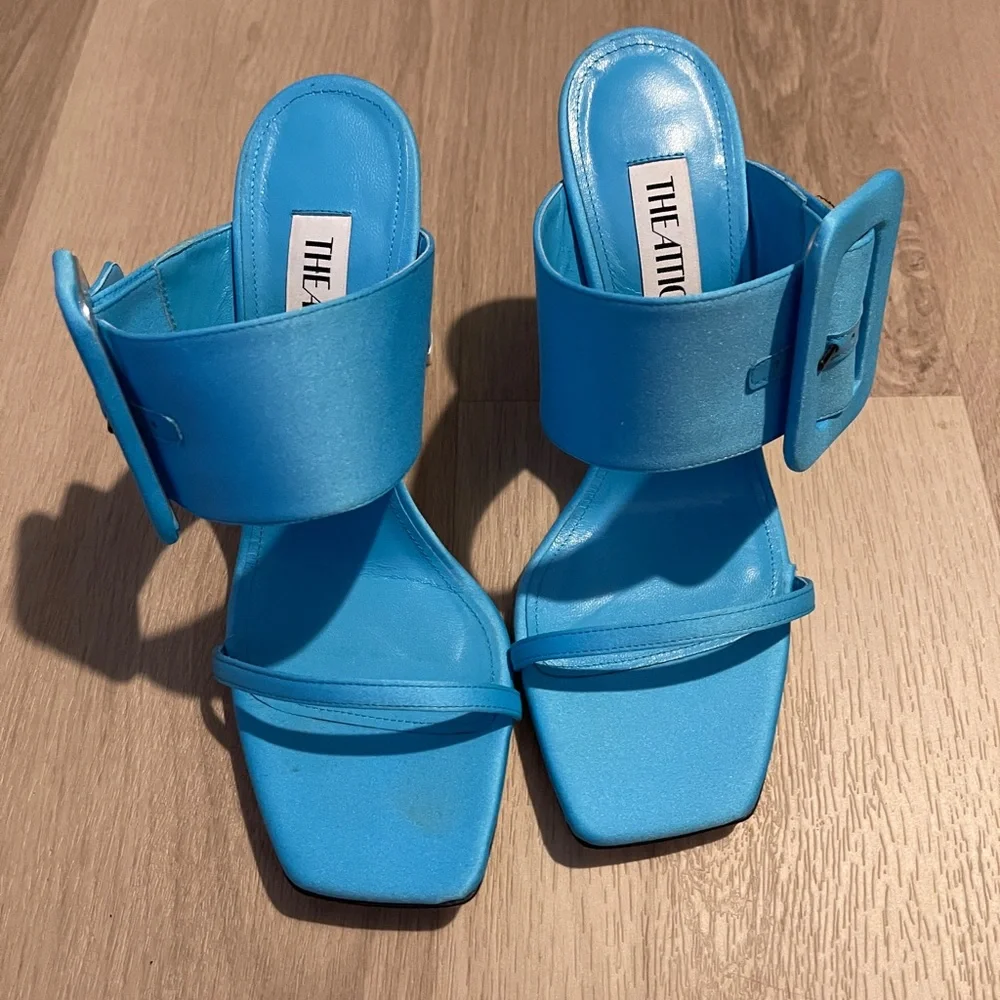 The Attico Satin Cutout Accent Slides Blue 38.5 - Picture 10 of 11